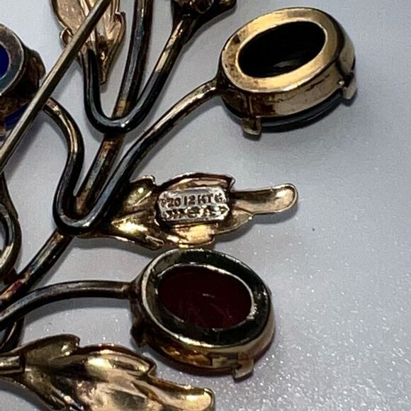 Vintage Binder Brothers 12KT GF Brooch Floral Leaf Scarab Pin  Signed BB - Picture 4 of 8